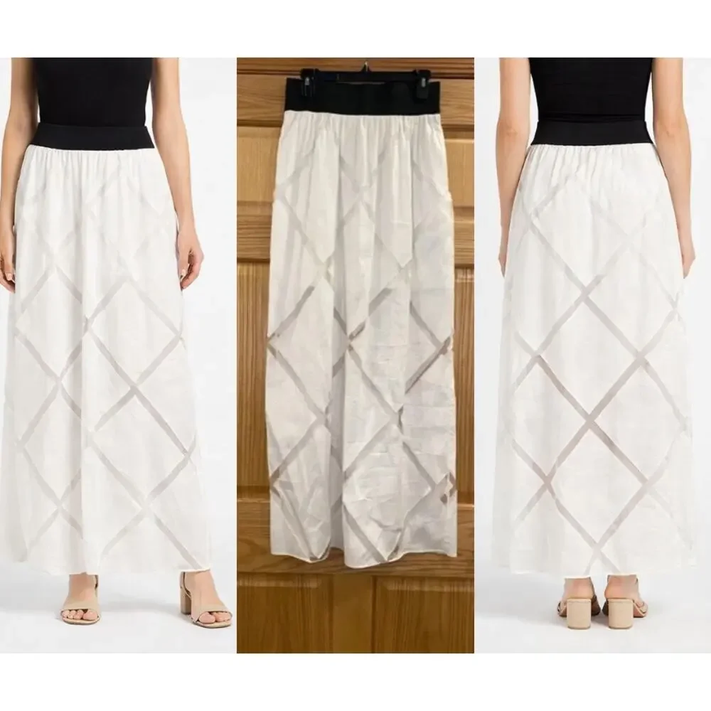 Milly Square Fil Coupe Midi Skirt White - Picture 1 of 11